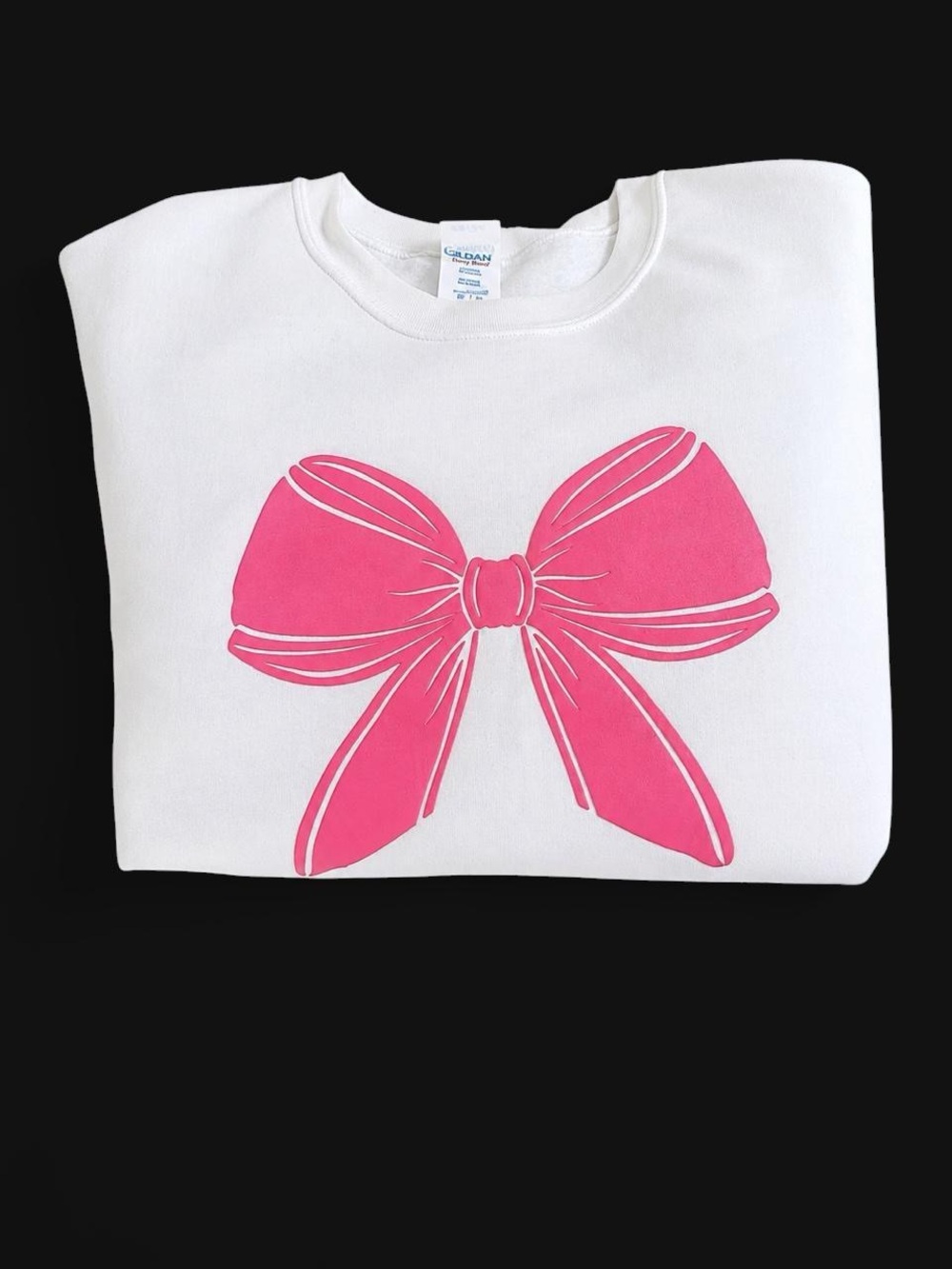 White Womens Sweatshirt with Pink Bow Print